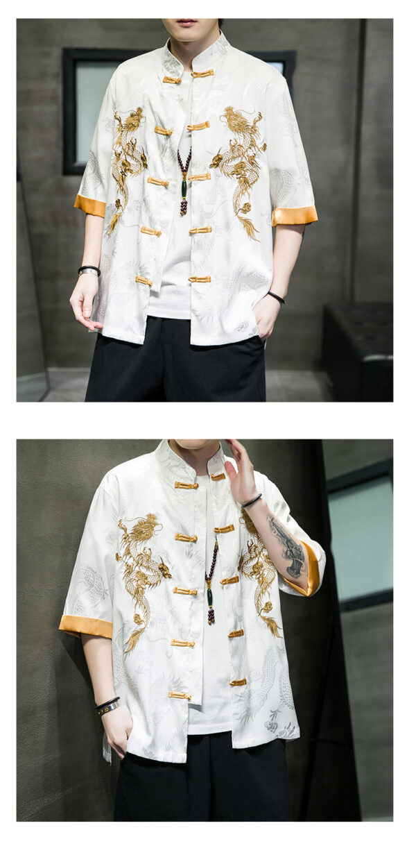 Embroidered Tang Hanfu five-quarter sleeve shirt - Image 3