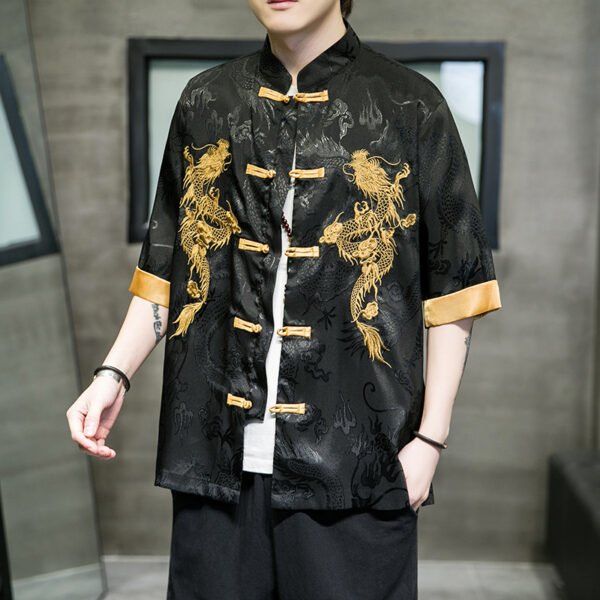 Embroidered Tang Hanfu five-quarter sleeve shirt - Image 5