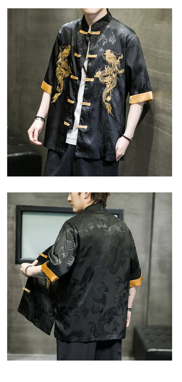 Embroidered Tang Hanfu five-quarter sleeve shirt - Image 6