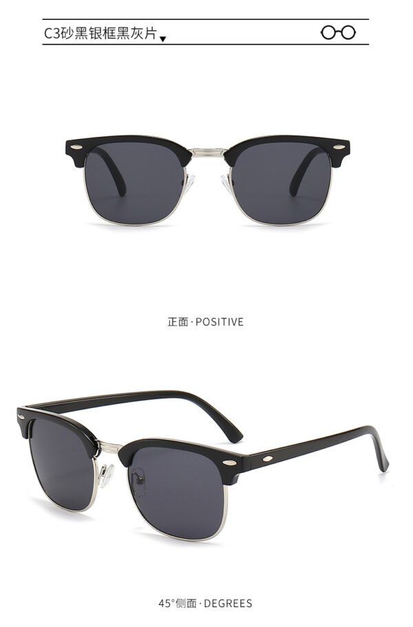 Retro rice nail half-rim sunglasses fashion color film - Image 2