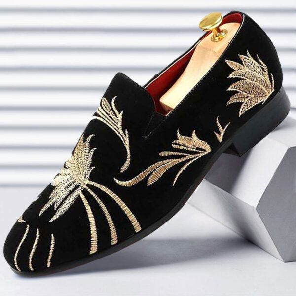 Nubuck camouflage embroidered loafers butterfly print - Image 3