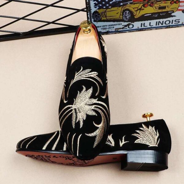 Nubuck camouflage embroidered loafers butterfly print - Image 4