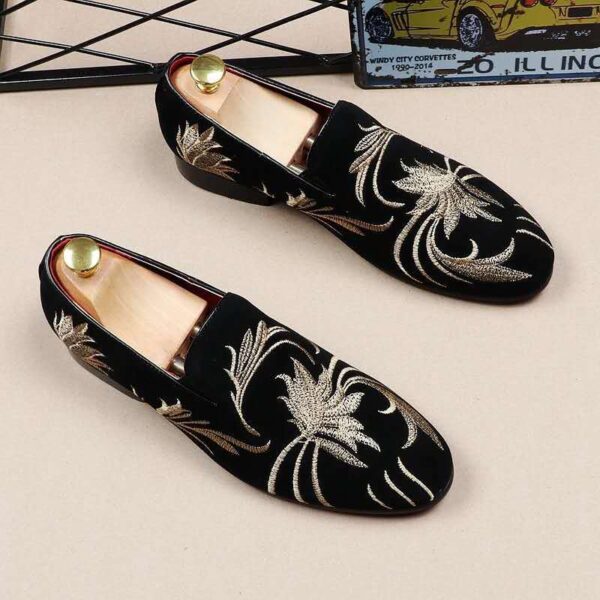 Nubuck camouflage embroidered loafers butterfly print - Image 5