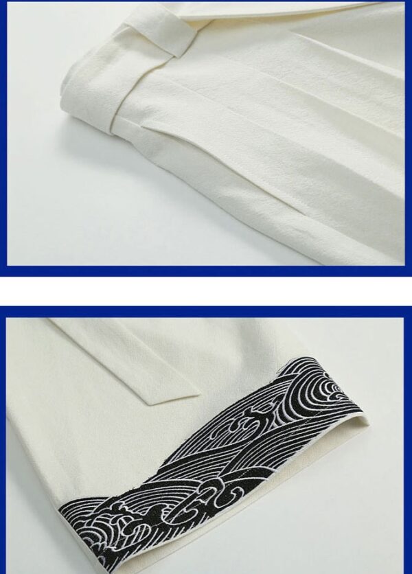 Cropped straight-leg wide-leg trousers with linen vintage embroidery - Image 2