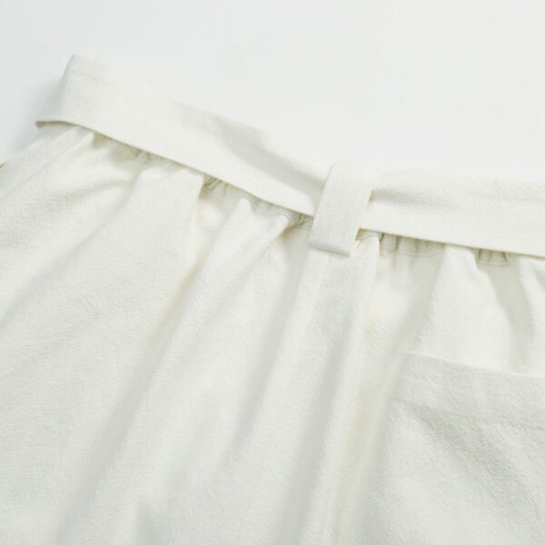 Cropped straight-leg wide-leg trousers with linen vintage embroidery - Image 7