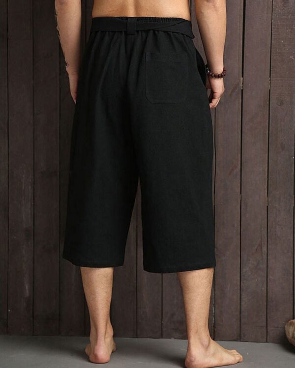 Cropped straight-leg wide-leg trousers with linen vintage embroidery - Image 10