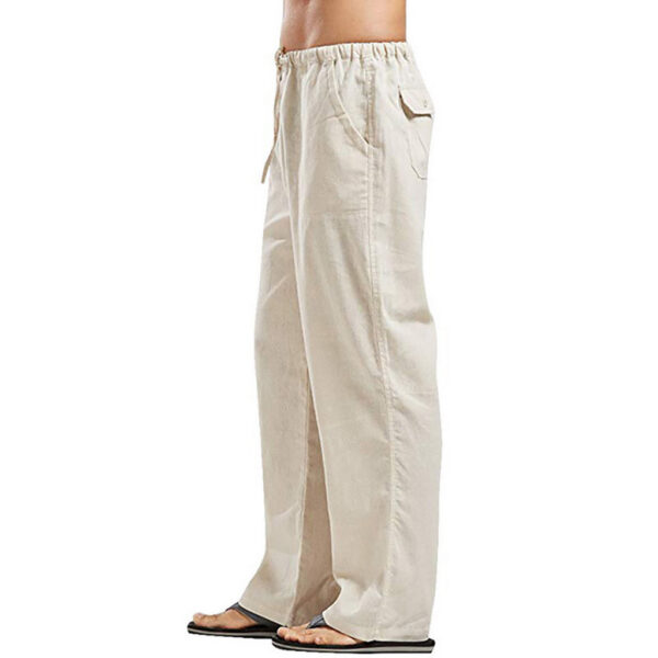 2023 ebay Hot Sale Men's Linen Plus Size Pocket Casual Fashion Beach Pants Pants