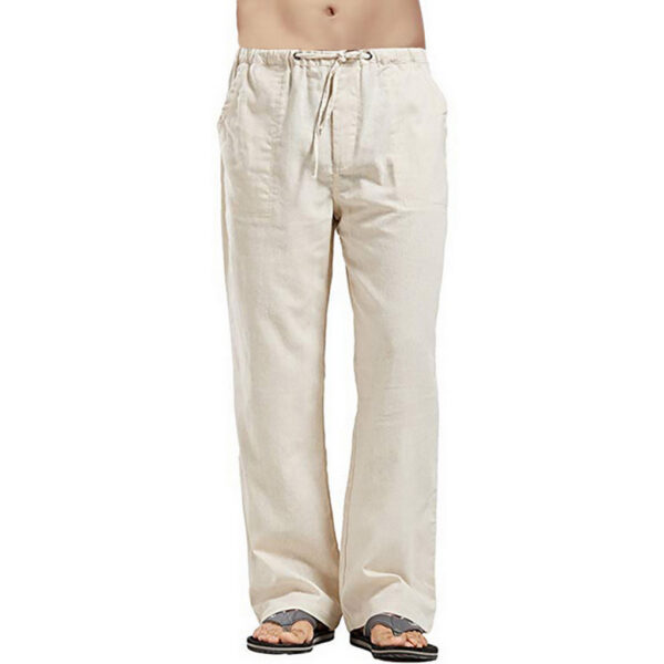 2023 ebay Hot Sale Men's Linen Plus Size Pocket Casual Fashion Beach Pants Pants - Image 3