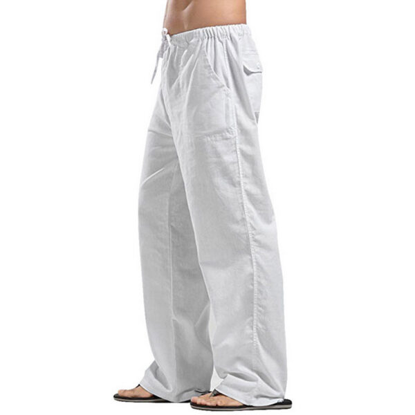 2023 ebay Hot Sale Men's Linen Plus Size Pocket Casual Fashion Beach Pants Pants - Image 7