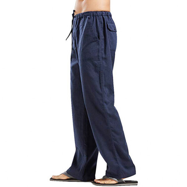 2023 ebay Hot Sale Men's Linen Plus Size Pocket Casual Fashion Beach Pants Pants - Image 8