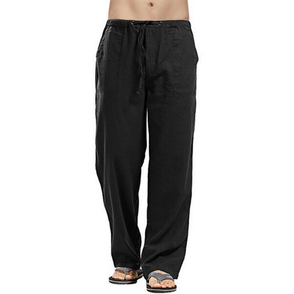 2023 ebay Hot Sale Men's Linen Plus Size Pocket Casual Fashion Beach Pants Pants - Image 9