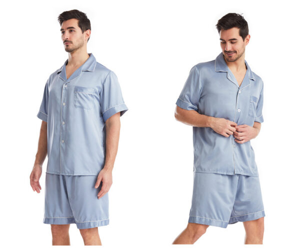 Solid color short sleeve pajamas summer matte color loungewear - Image 7