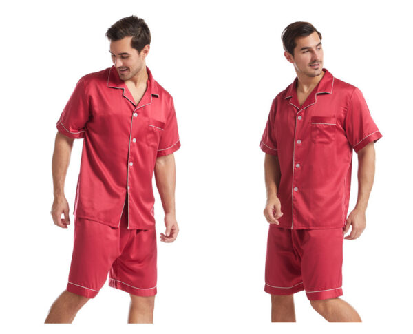 Solid color short sleeve pajamas summer matte color loungewear - Image 8