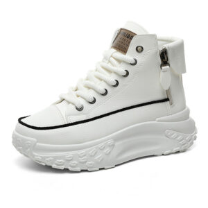 High-top Shoes for Women  Round Toe, Thick Sole, Height Increasing Casual Sneakers, Street Style